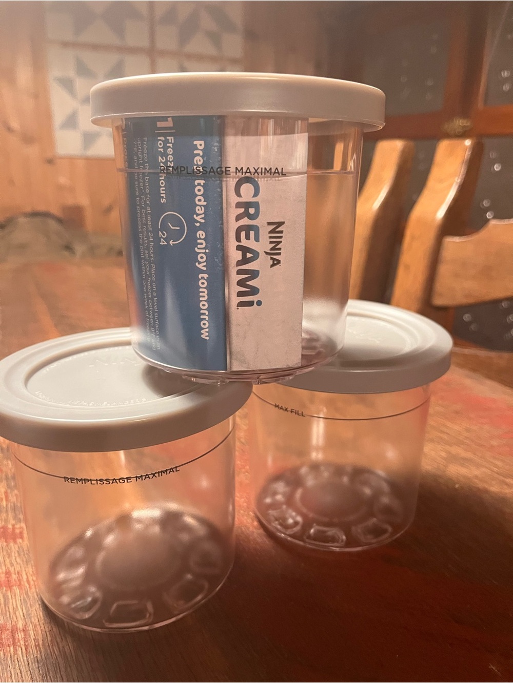 Ninja CREAMi Clear Prep Containers with Light Gray Lids (Set of 3)